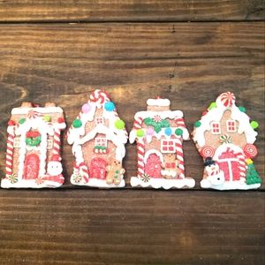 Set of 4 Claydough Gingerbread Houses